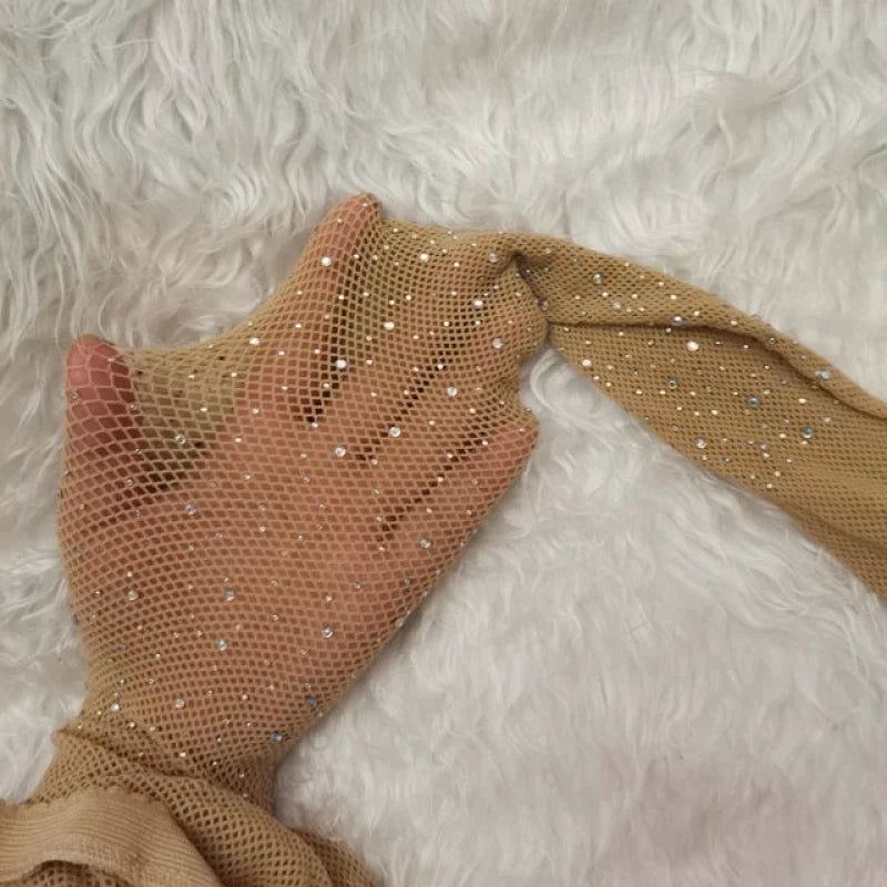 bas resille paillette beige 9
